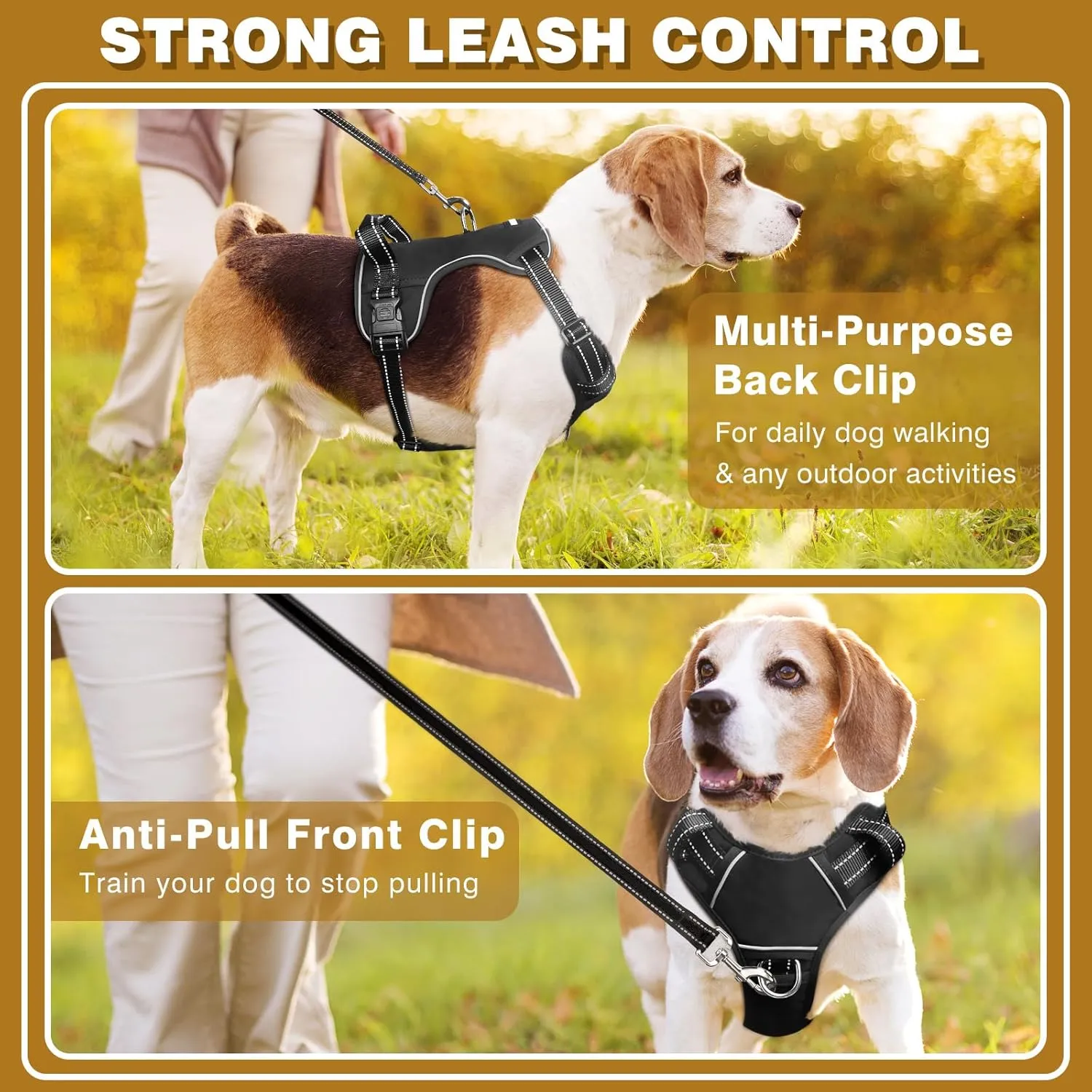 WINSEE Dog Harness No Pull, Adjustable Pet Vest with Front/Back Leash Clips, Reflective Soft Padded Dog Harness for Large Dogs, Easy Control Handle for Walking