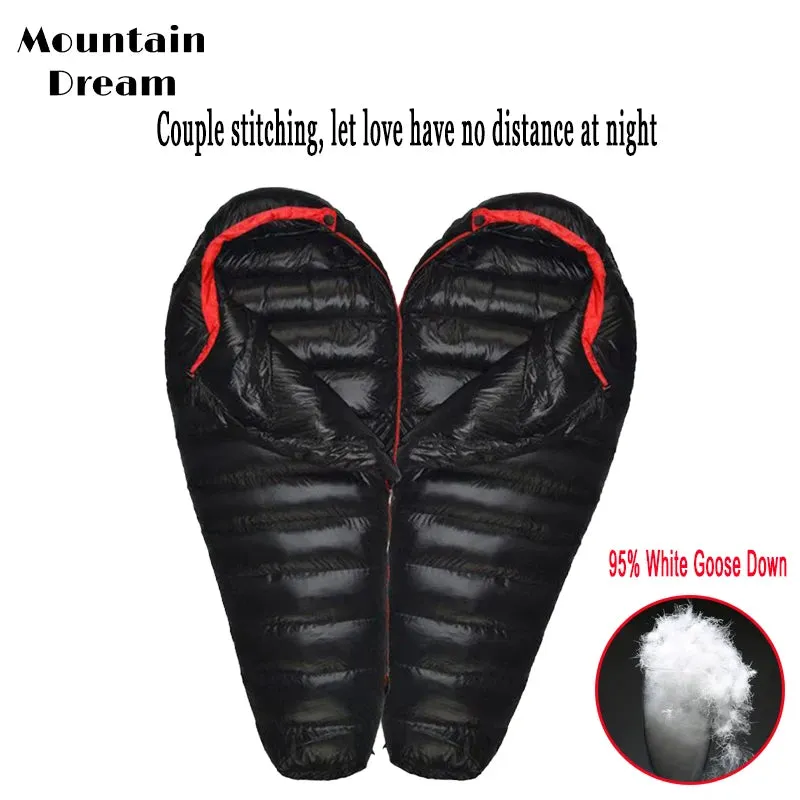 Winter Down Mummy Sleeping Bag - Warm White Goose Down for Three Seasons, Suitable for Camping Trips