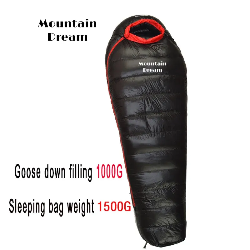 Winter Down Mummy Sleeping Bag - Warm White Goose Down for Three Seasons, Suitable for Camping Trips