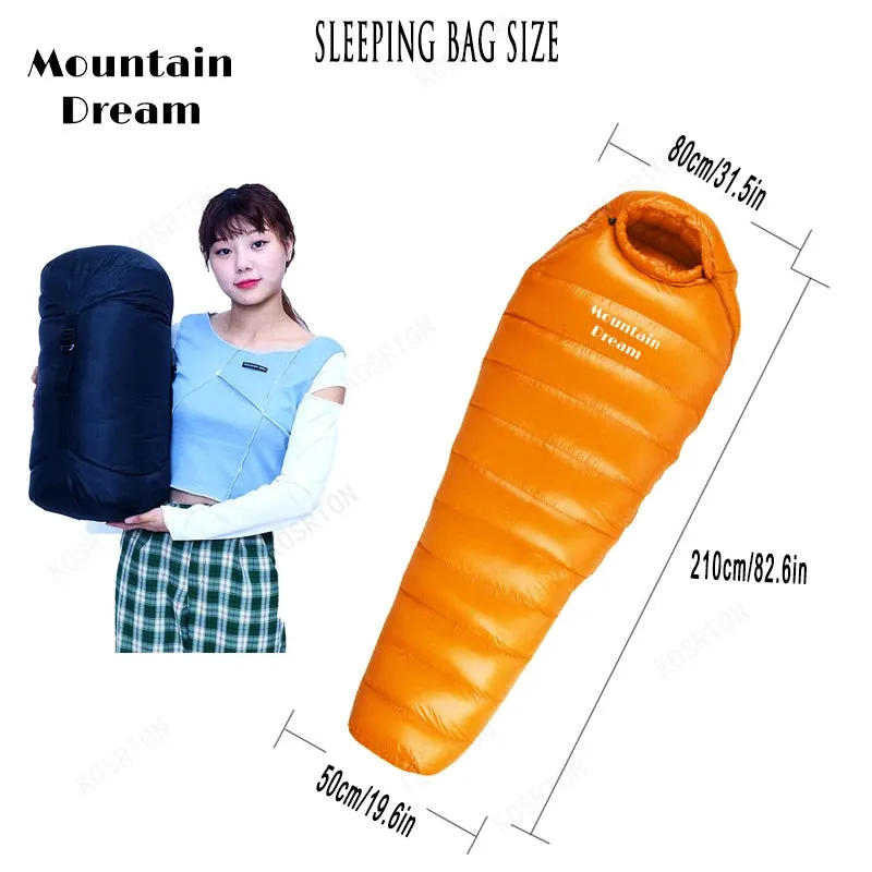 Winter Down Mummy Sleeping Bag - Warm White Goose Down for Three Seasons, Suitable for Camping Trips