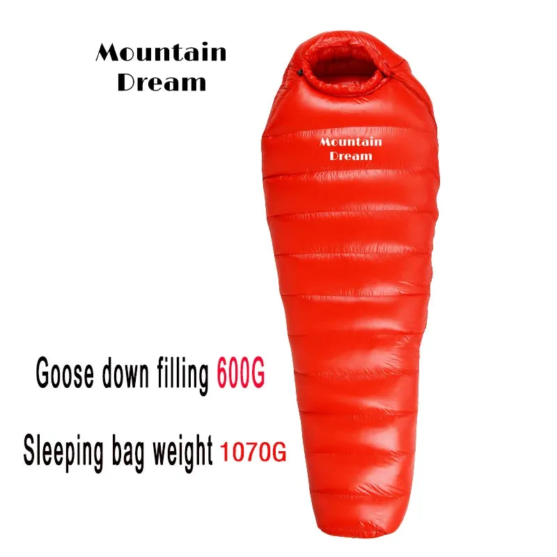 Winter Down Mummy Sleeping Bag - Warm White Goose Down for Three Seasons, Suitable for Camping Trips