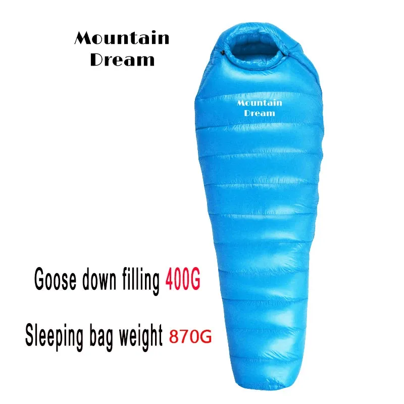 Winter Down Mummy Sleeping Bag - Warm White Goose Down for Three Seasons, Suitable for Camping Trips