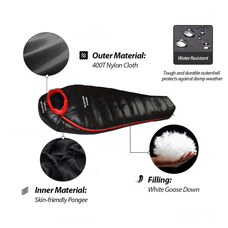 Winter Down Mummy Sleeping Bag - Warm White Goose Down for Three Seasons, Suitable for Camping Trips