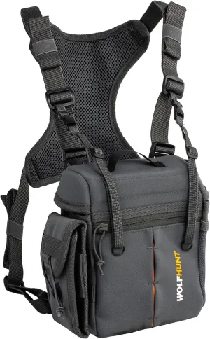 WOLFHUNT Binocular Harness Chest Pack with Rangefinder Pouch Detachable, Hunting Chest Pack Magnetic Opening, Bino Harness Bag Adjustable Strap for Hunting, Hiking, Field Observation