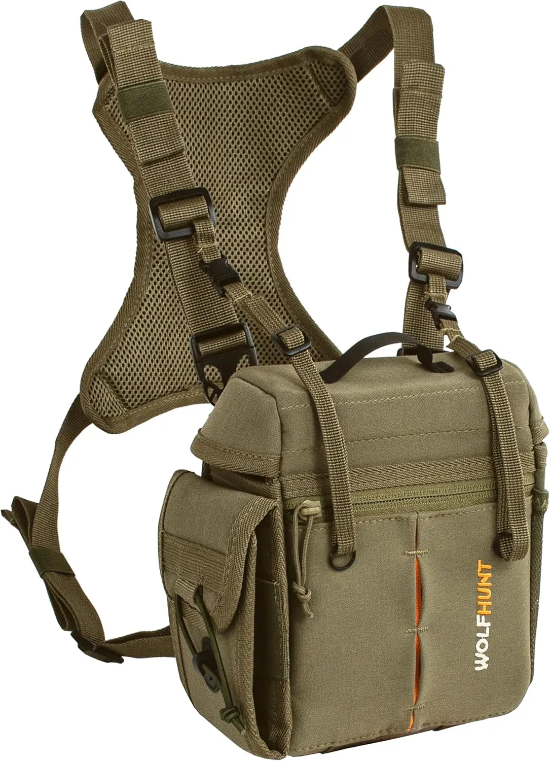 WOLFHUNT Binocular Harness Chest Pack with Rangefinder Pouch Detachable, Hunting Chest Pack Magnetic Opening, Bino Harness Bag Adjustable Strap for Hunting, Hiking, Field Observation
