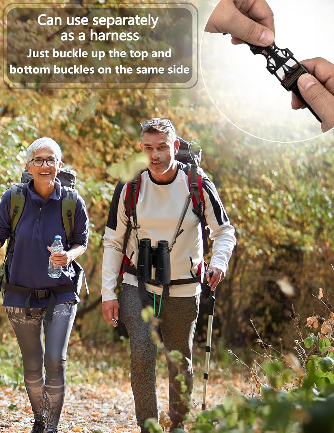 WOLFHUNT Binocular Harness Chest Pack with Rangefinder Pouch Detachable, Hunting Chest Pack Magnetic Opening, Bino Harness Bag Adjustable Strap for Hunting, Hiking, Field Observation