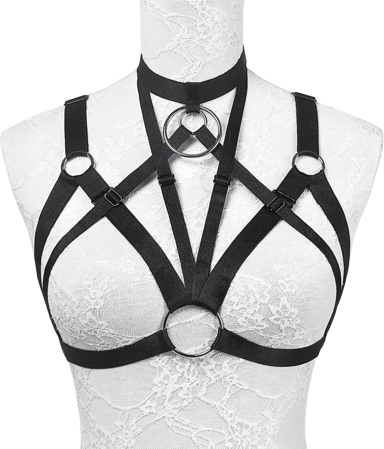 Women Harness Elastic Band Lingerie Cupless Cage Bra Hollow Out Bra