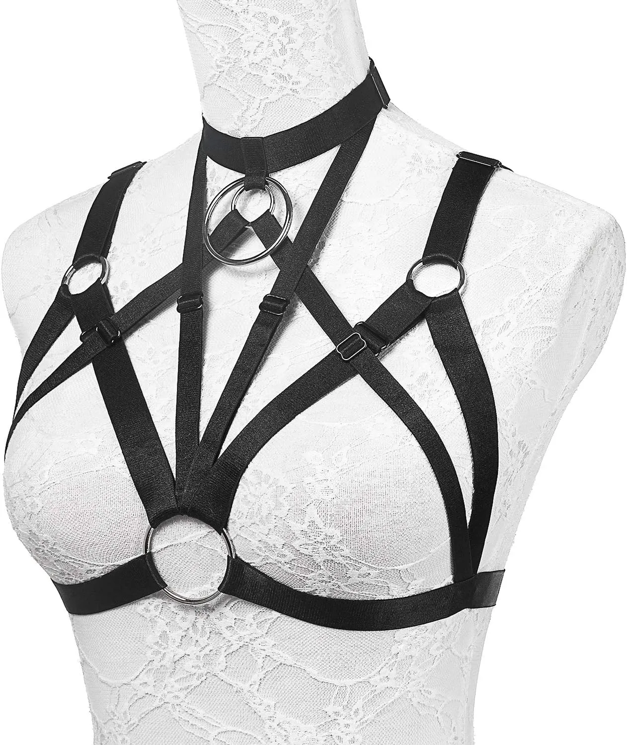 Women Harness Elastic Band Lingerie Cupless Cage Bra Hollow Out Bra