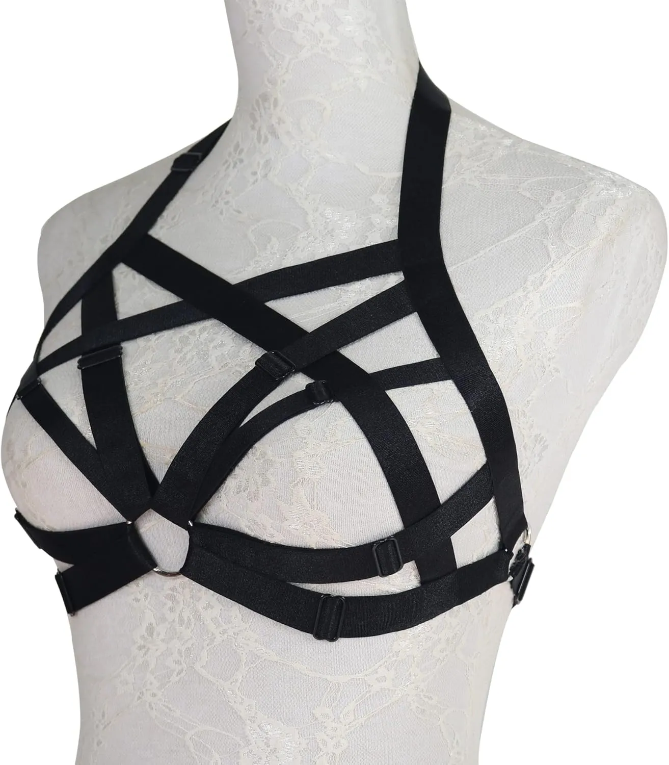 Womens Balconette Womens Bra Elastic Cupless Cage Bra Strappy Hollow Out