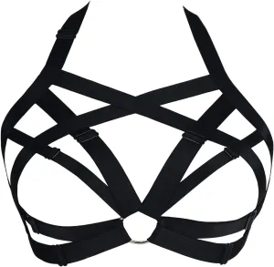 Womens Balconette Womens Bra Elastic Cupless Cage Bra Strappy Hollow Out