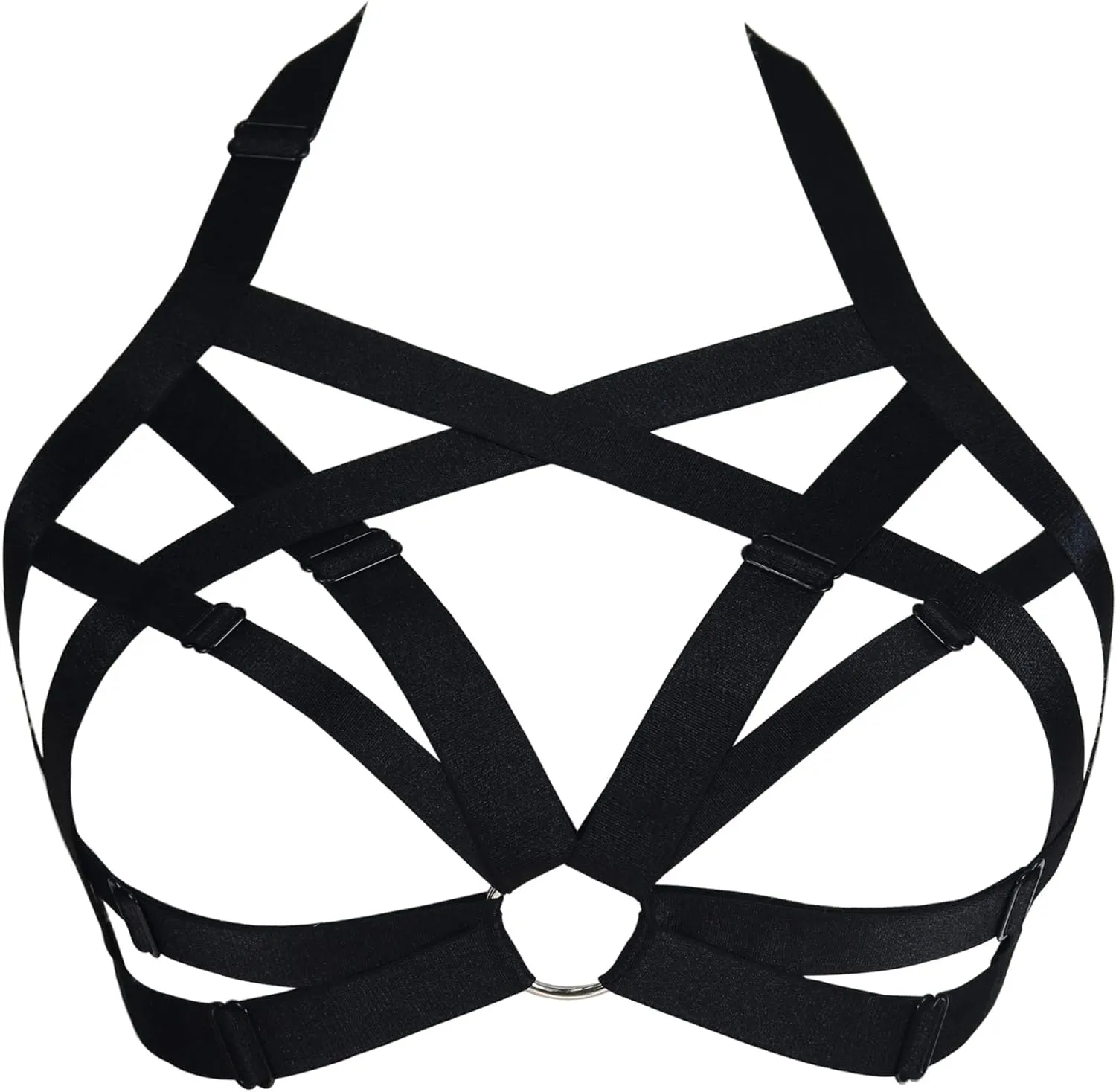 Womens Balconette Womens Bra Elastic Cupless Cage Bra Strappy Hollow Out