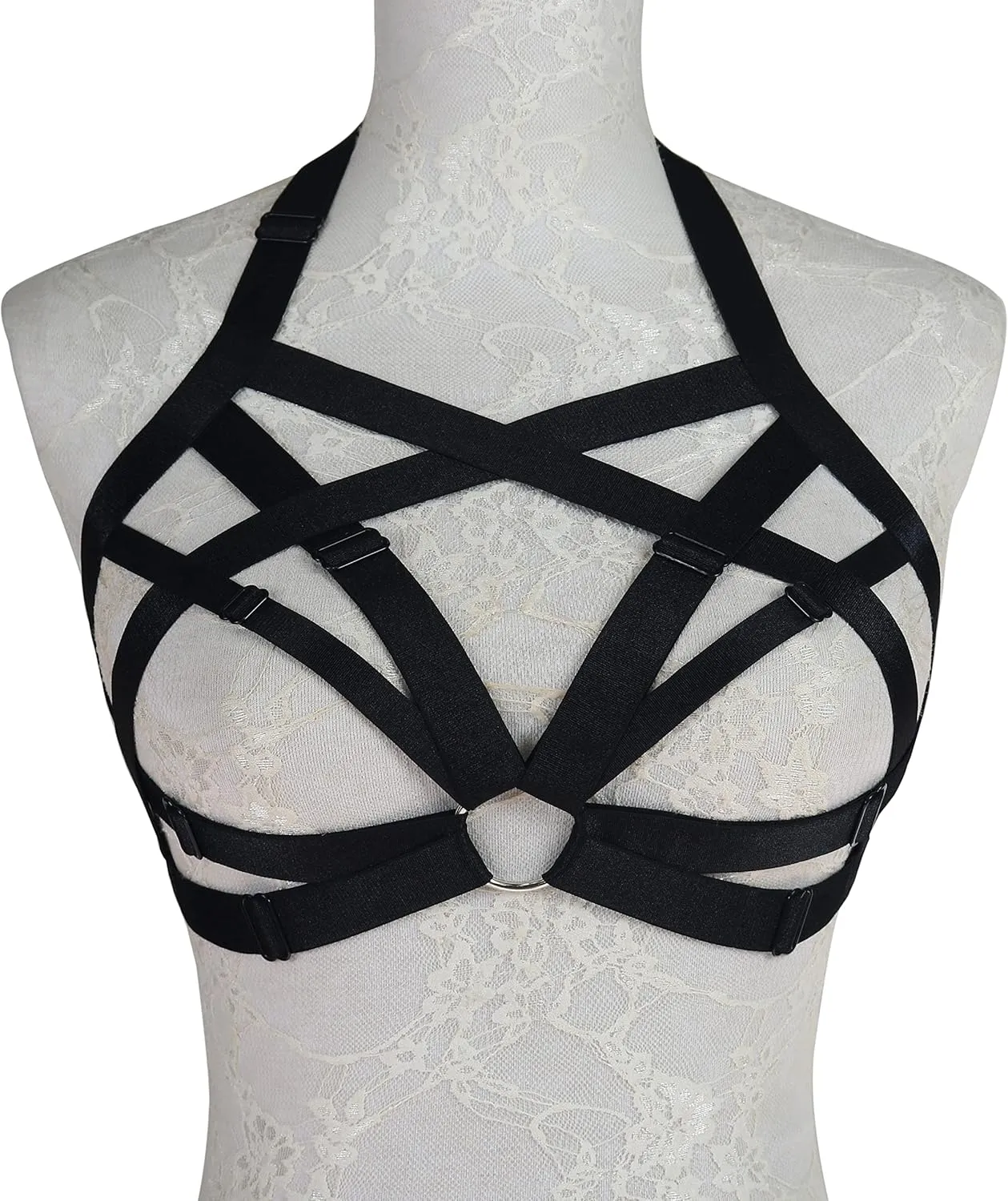 Womens Balconette Womens Bra Elastic Cupless Cage Bra Strappy Hollow Out