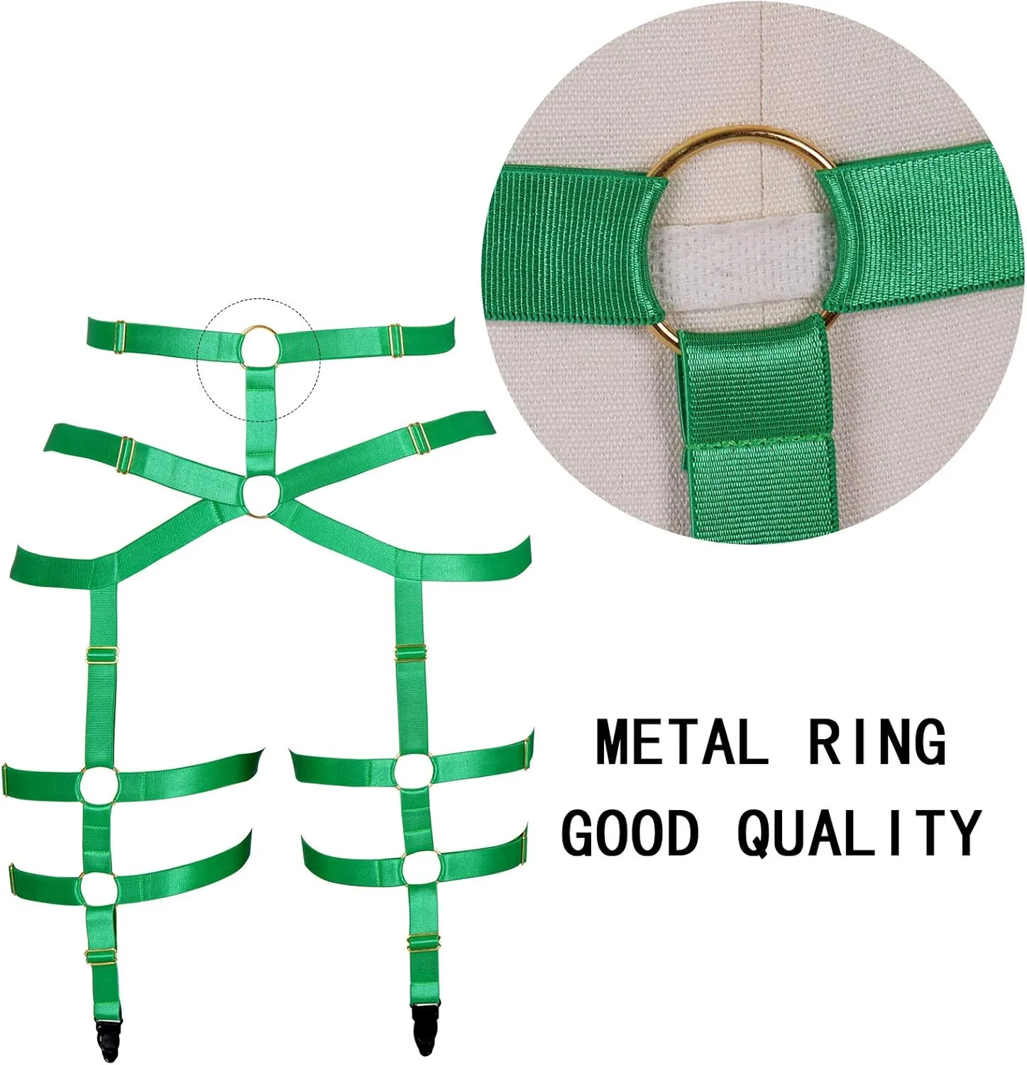 Women's Body Harness Garter Belt Leg Strap Lingerie cage Stretchy Fabric Gothic Punk Adjustable Size Festival Rave