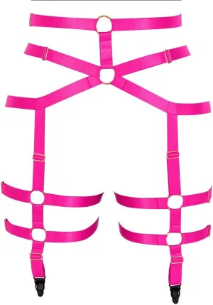 Women's Body Harness Garter Belt Leg Strap Lingerie cage Stretchy Fabric Gothic Punk Adjustable Size Festival Rave