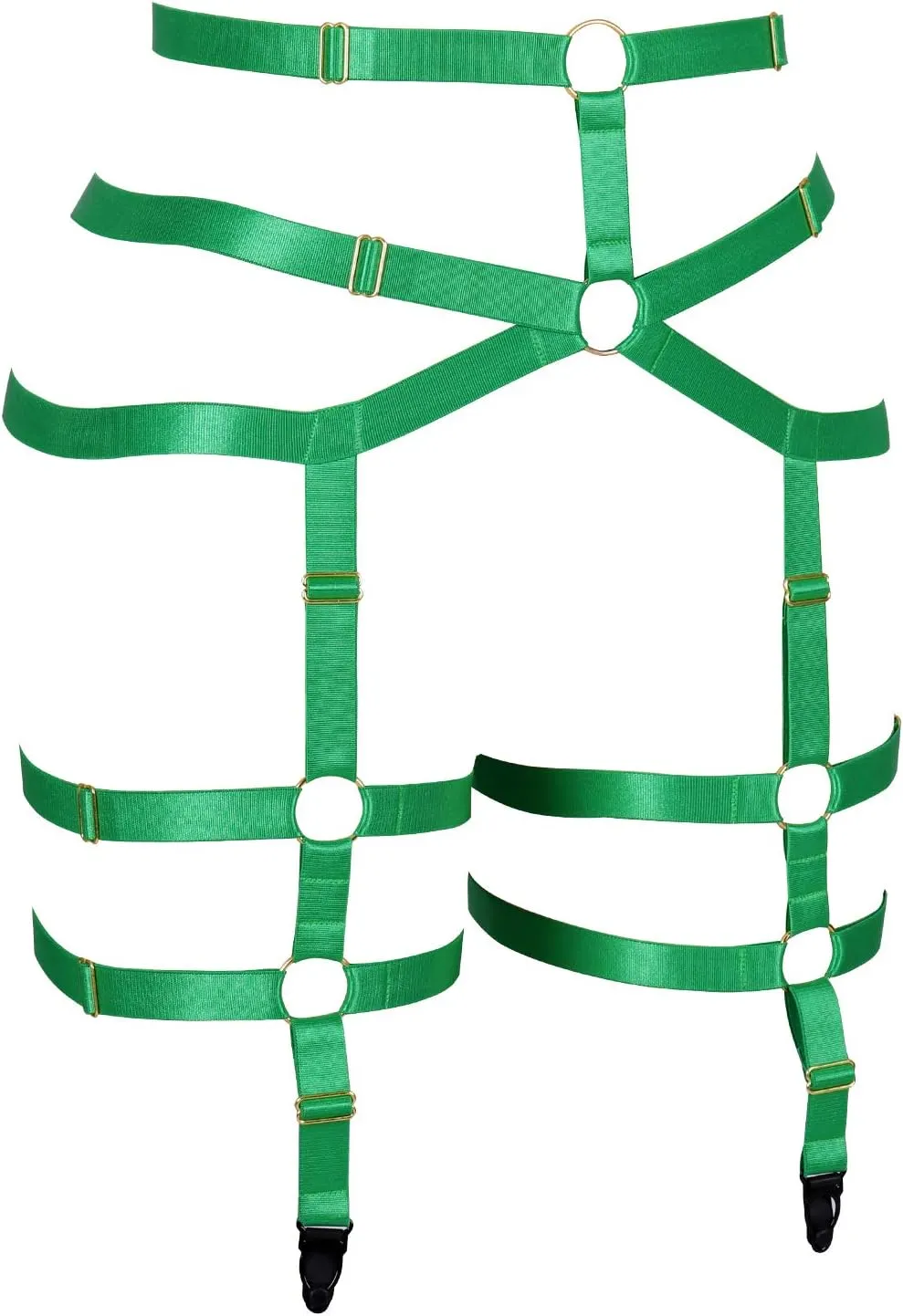 Women's Body Harness Garter Belt Leg Strap Lingerie cage Stretchy Fabric Gothic Punk Adjustable Size Festival Rave