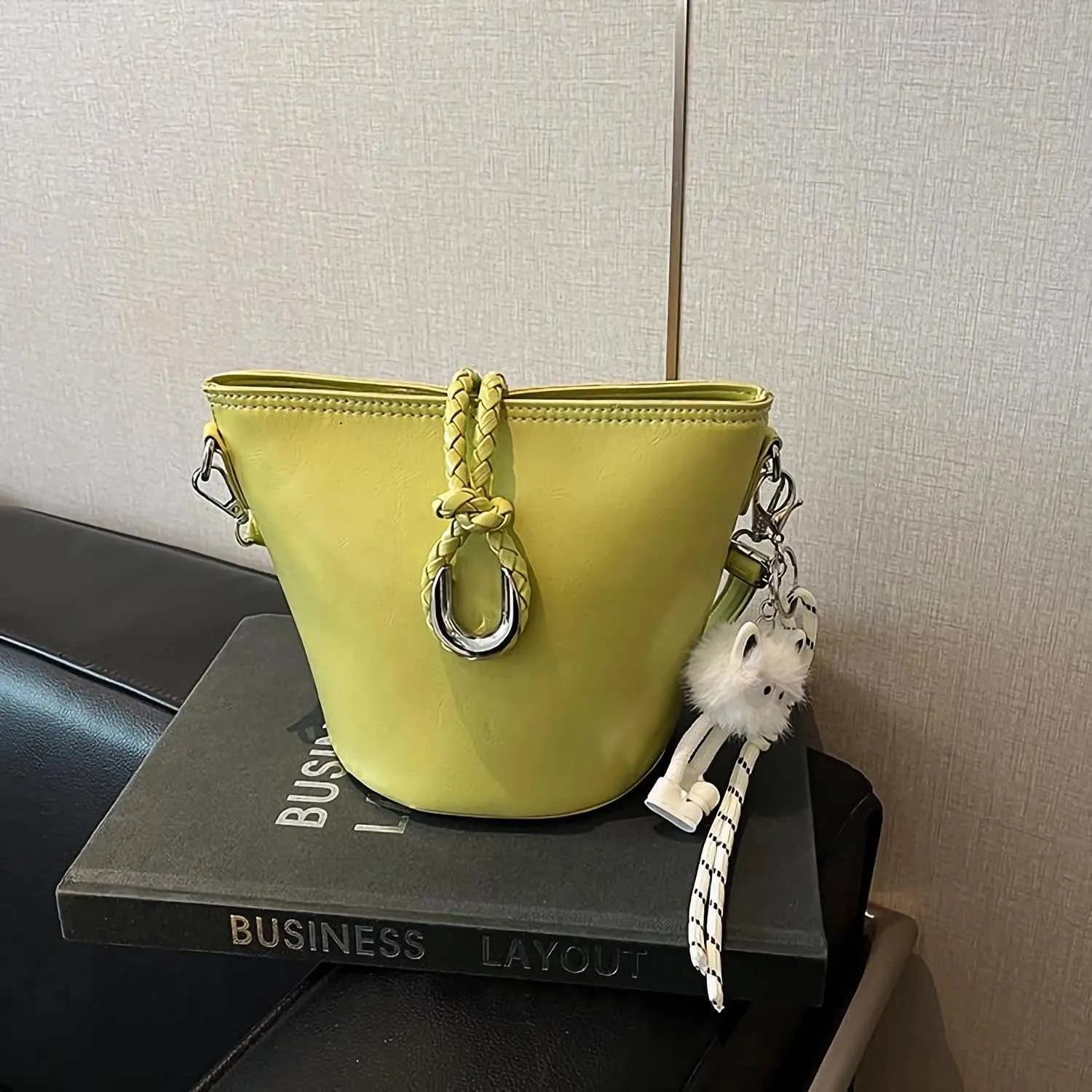 Women's Commuter Handbags Bucket Shoulder Bags Adjustable Crossbody Bag Synthetic Leather Purses