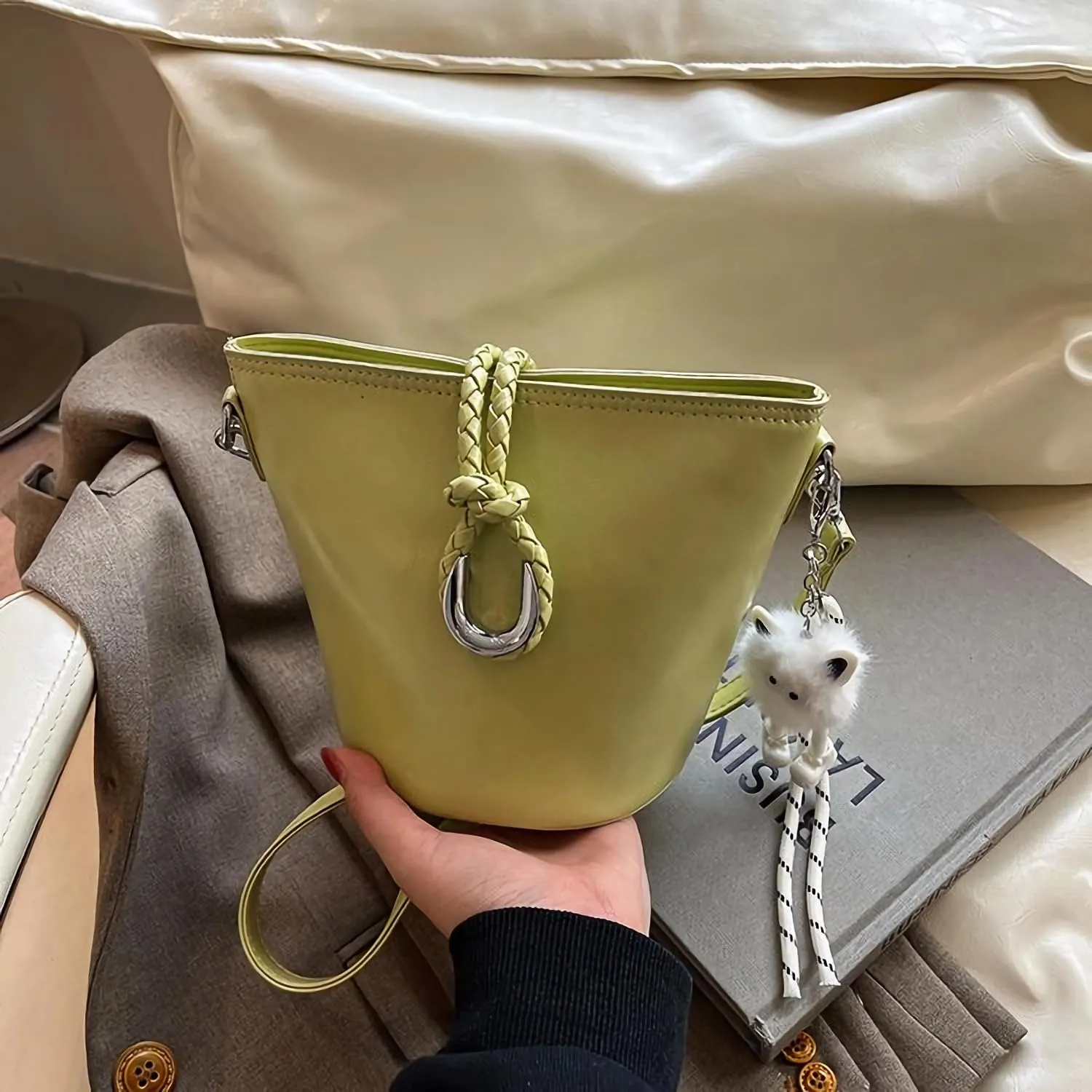 Women's Commuter Handbags Bucket Shoulder Bags Adjustable Crossbody Bag Synthetic Leather Purses