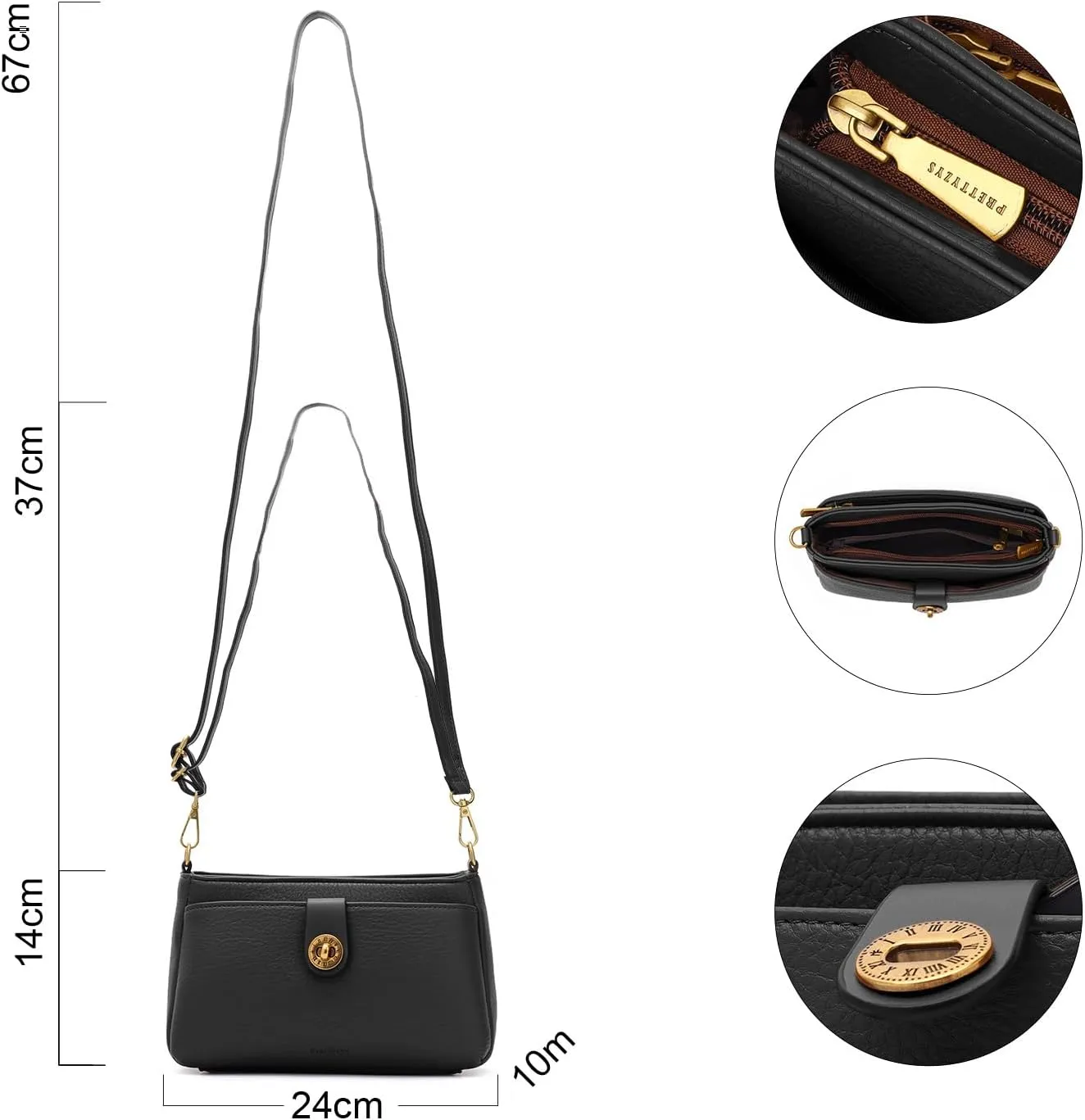 Women's Commuter Shoulder Bags Square Cross Body Bag Synthetic Leather Locklock Purses