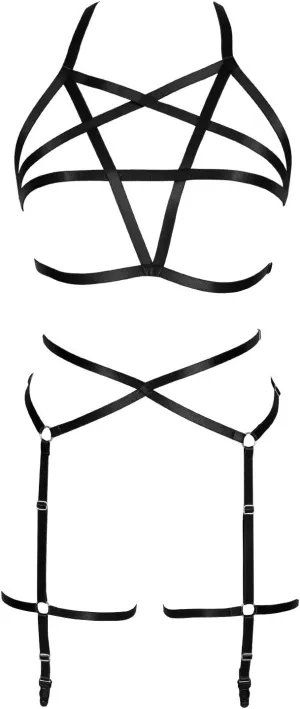 Women's Full Body Harness Bra Garter Belt Lingerie cage Set Chest Strap Gothic Punk Festival Rave Plus Size