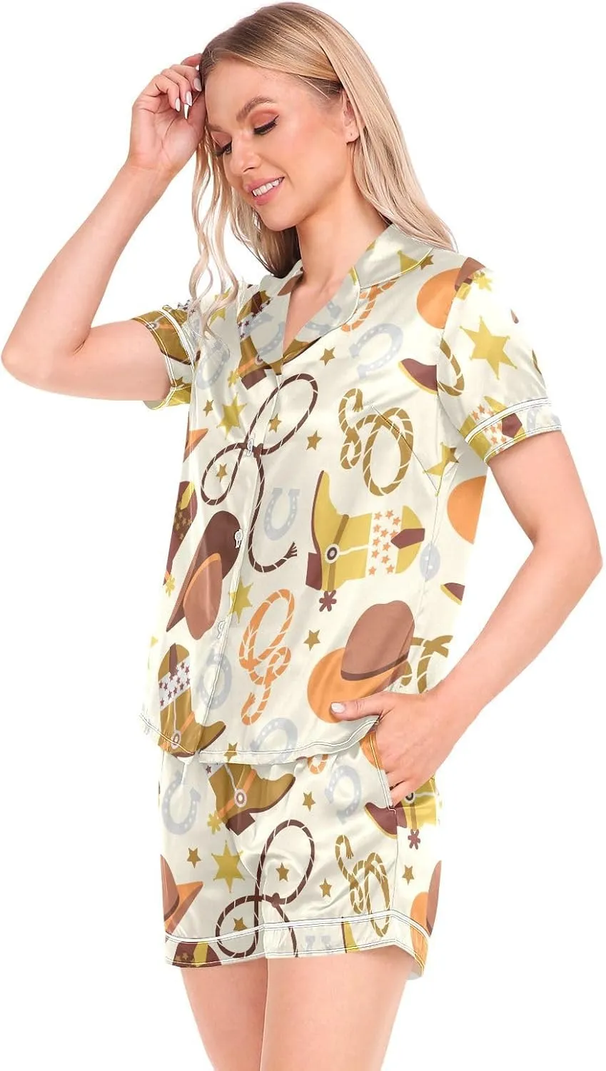 Women's Satin Pajamas Set 2 Piece Button Down Pjs Sets Sleepwear Loungewear Bride Sets
