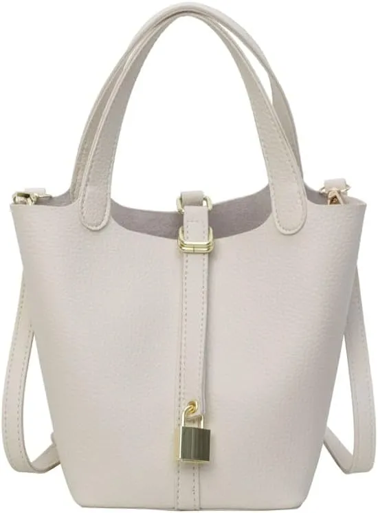 Women's Synthetic Leather Handbags Bucket Type Shoulder Bags Adjustable Crossbody Bag Latch Purses