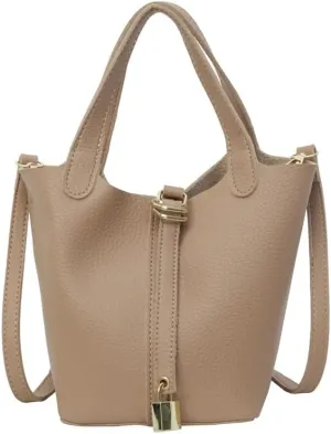 Women's Synthetic Leather Handbags Bucket Type Shoulder Bags Adjustable Crossbody Bag Latch Purses