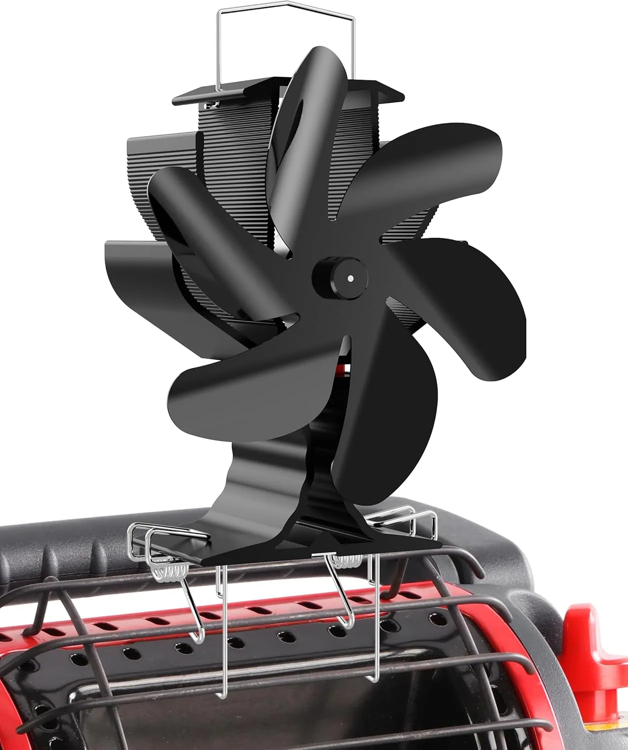 Wood Stove Fan Heat Powered, Fireplace 6 Blades Fan with Bracket Compatible for Buddy Heater,Thermal Stove Fan for Gas Pellet Wood Burner