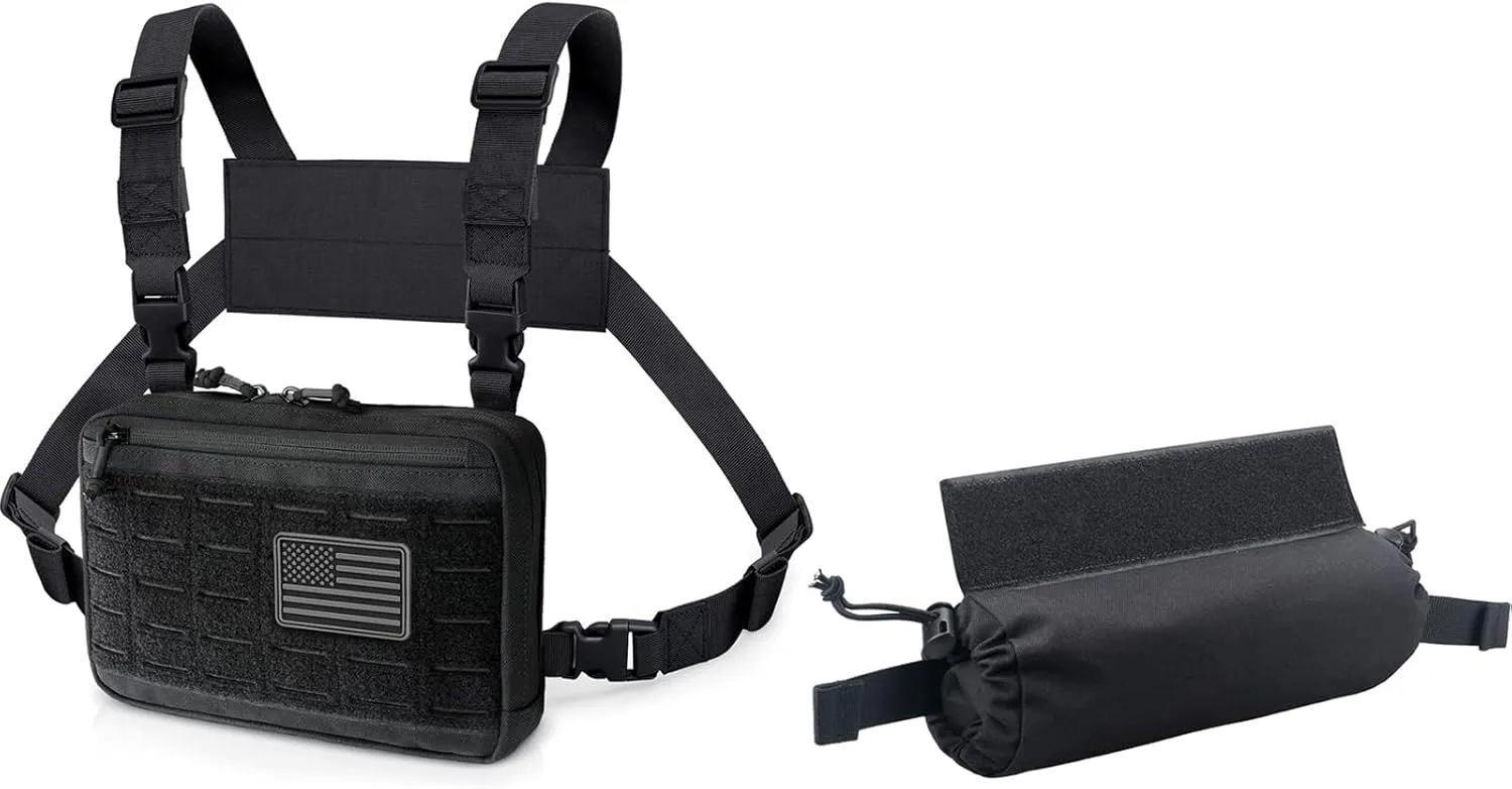 WYNEX Tactical Chest Rig Bag of Laser Cut Design, Tactical First Aid Drop Dump Pouch, MOLLE Chest Pouch Utility Recon Kit Bag, Medical Trauma Roll Up Drop Pouch