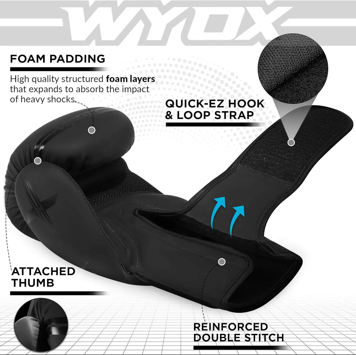 WYOX Boxing Gloves for Men & Women – 10oz 12oz 14oz 16oz Adult Training Gloves for Punching Bag, Kickboxing, MMA, Muay Thai – Sparring Gloves for Boxing Workouts & Weight Training