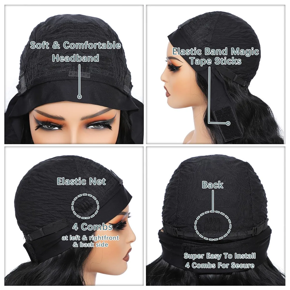 xccoco Highlight Headband Wigs for Black Women Short Brown Yaki Straight Hair Headband Wig Put On and Go Glueless Wig Natural Looking Synthetic Wig with Headband,12inch