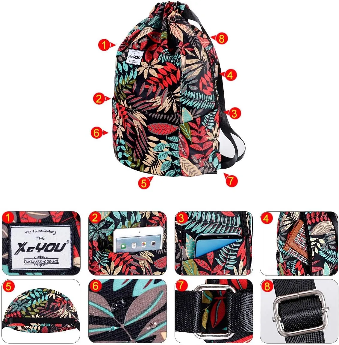 XEYOU Drawstring Sports Backpack Lightweight Gym Yoga Sackpack Shoulder Rucksack Casual Outdoor Daypack for Women and Men