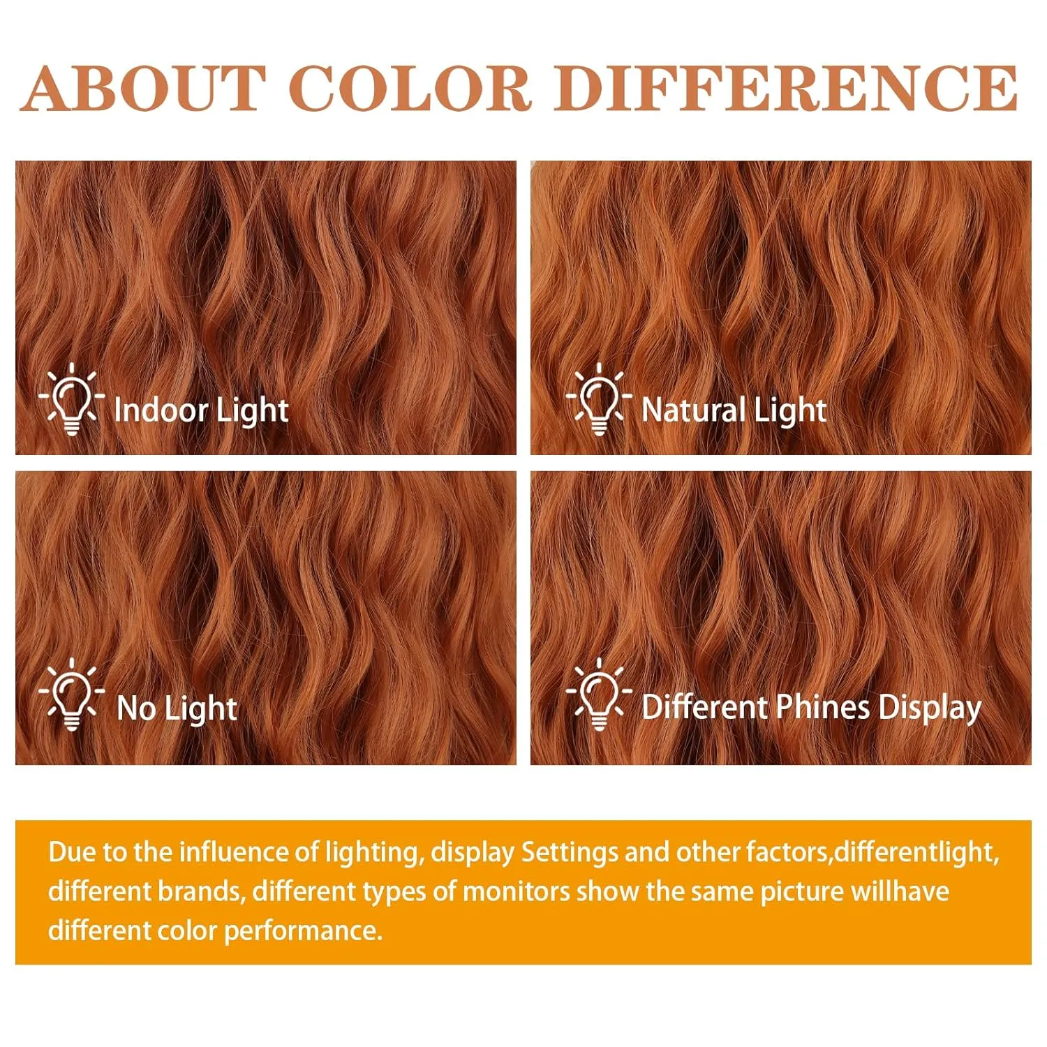 Xinran Orange Wavy Wig With Bangs Long Ginger Wavy Wigs for Women 18 Inch Medium Length Synthetic Heat Resistant Wig for Daily Cosplay Party Use