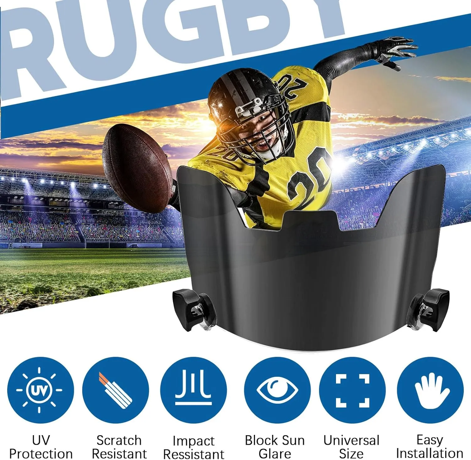 Xuhal 2 Pcs Football Visor for Youth Adult Football Helmet Visor Lacrosse Helmet Eye Shield Eye Protection for Sport