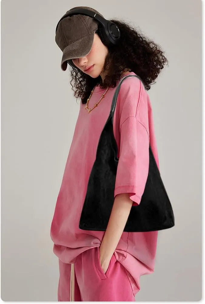 YDSIII Synthetic Suede Bag For Women,Tote Bag For women, Suede Tote Bag With Leather Shoulder Strap