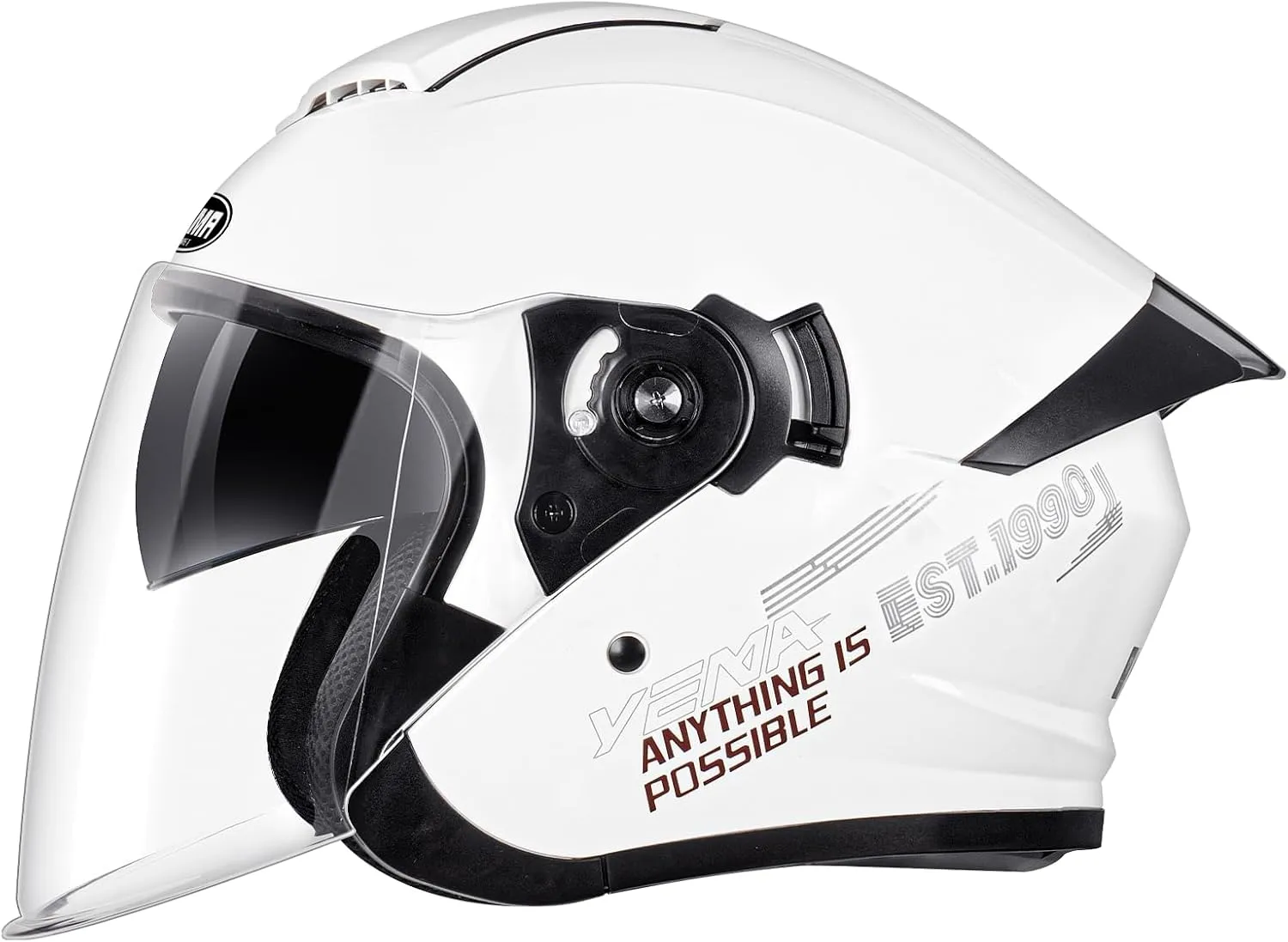 YEMA 3/4 Open Face Motorcycle Helmet DOT Approved - Dual Visor, Quick Release Buckle, Adult Motorbike Helmets for Men & Women, Moped Scooter Street Bike Helmet YM-650