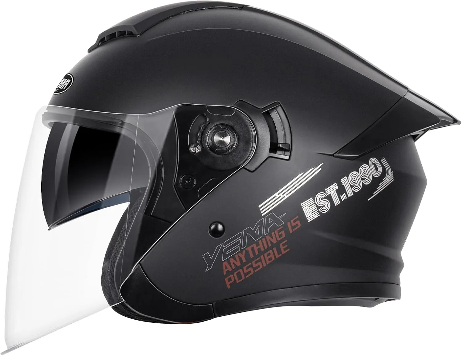 YEMA 3/4 Open Face Motorcycle Helmet DOT Approved - Dual Visor, Quick Release Buckle, Adult Motorbike Helmets for Men & Women, Moped Scooter Street Bike Helmet YM-650