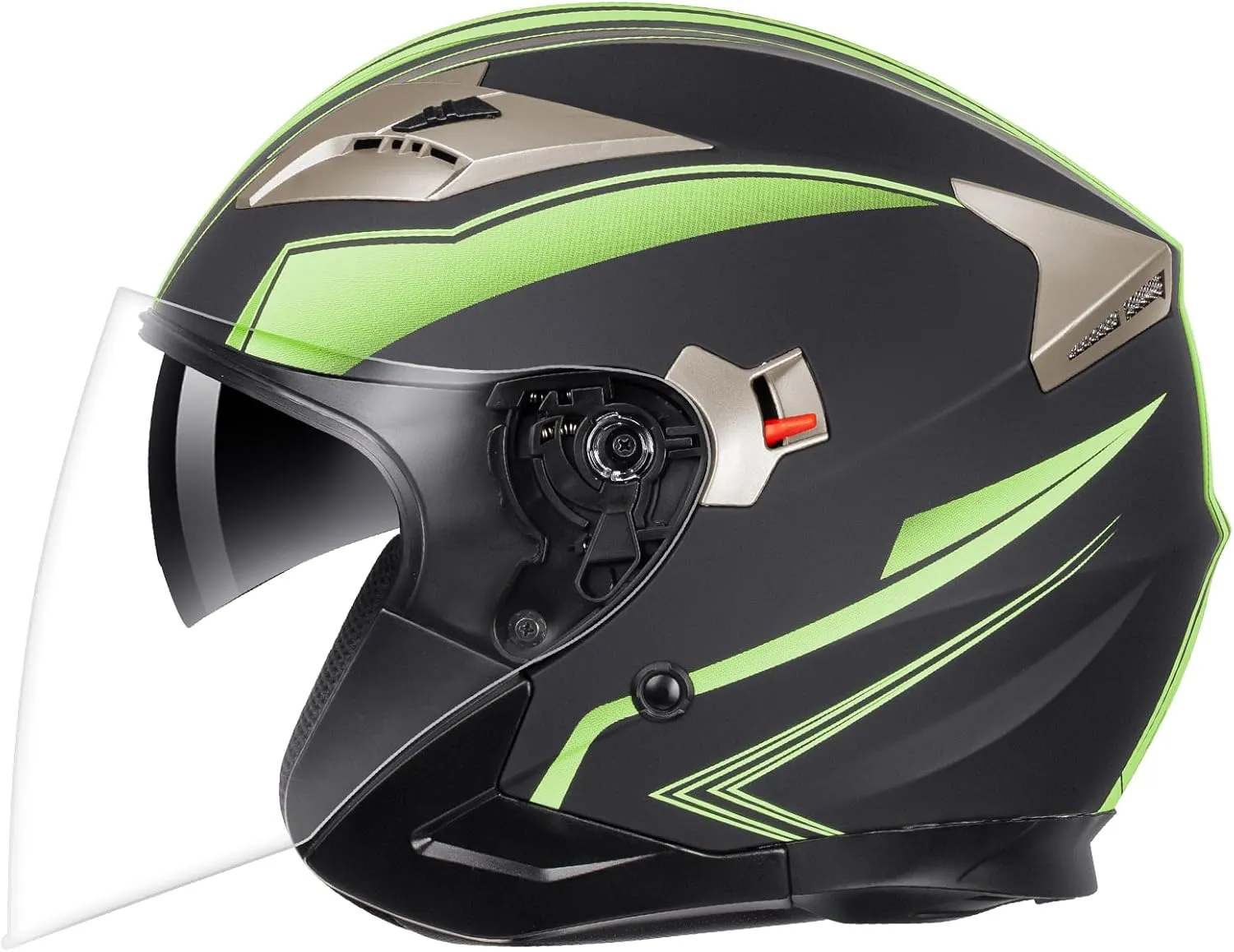 YEMA Open Face Motorcycle Helmets, DOT Approved 3/4 Moped Helmet Dual Visor Quick Release Buckle, Helmets for Adults Motorcycle Men Women Helmets for Moped Scooter Streey