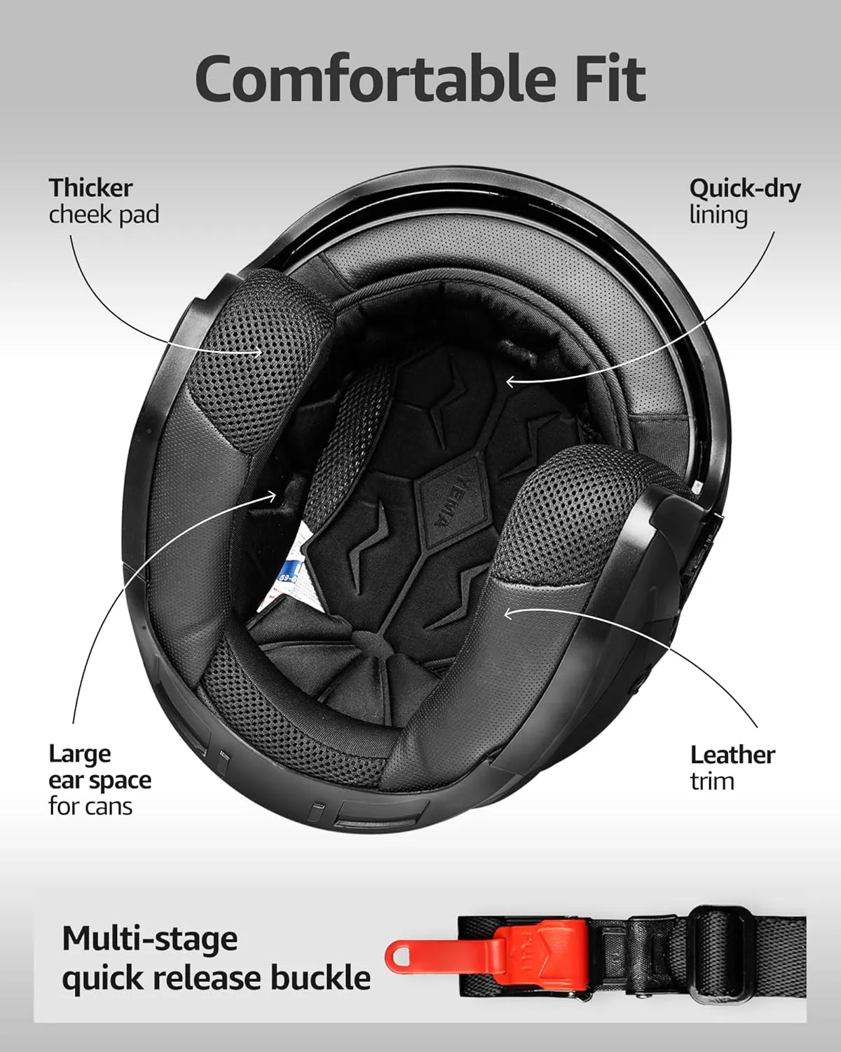YEMA Open Face Motorcycle Helmets, DOT Approved 3/4 Moped Helmet Dual Visor Quick Release Buckle, Helmets for Adults Motorcycle Men Women Helmets for Moped Scooter Streey
