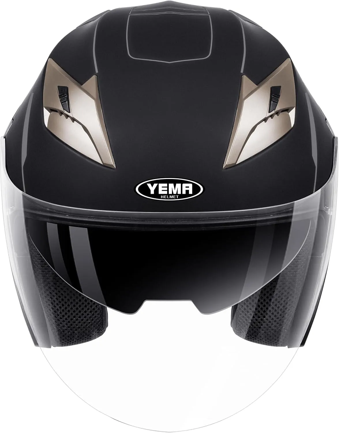 YEMA Open Face Motorcycle Helmets, DOT Approved 3/4 Moped Helmet Dual Visor Quick Release Buckle, Helmets for Adults Motorcycle Men Women Helmets for Moped Scooter Streey