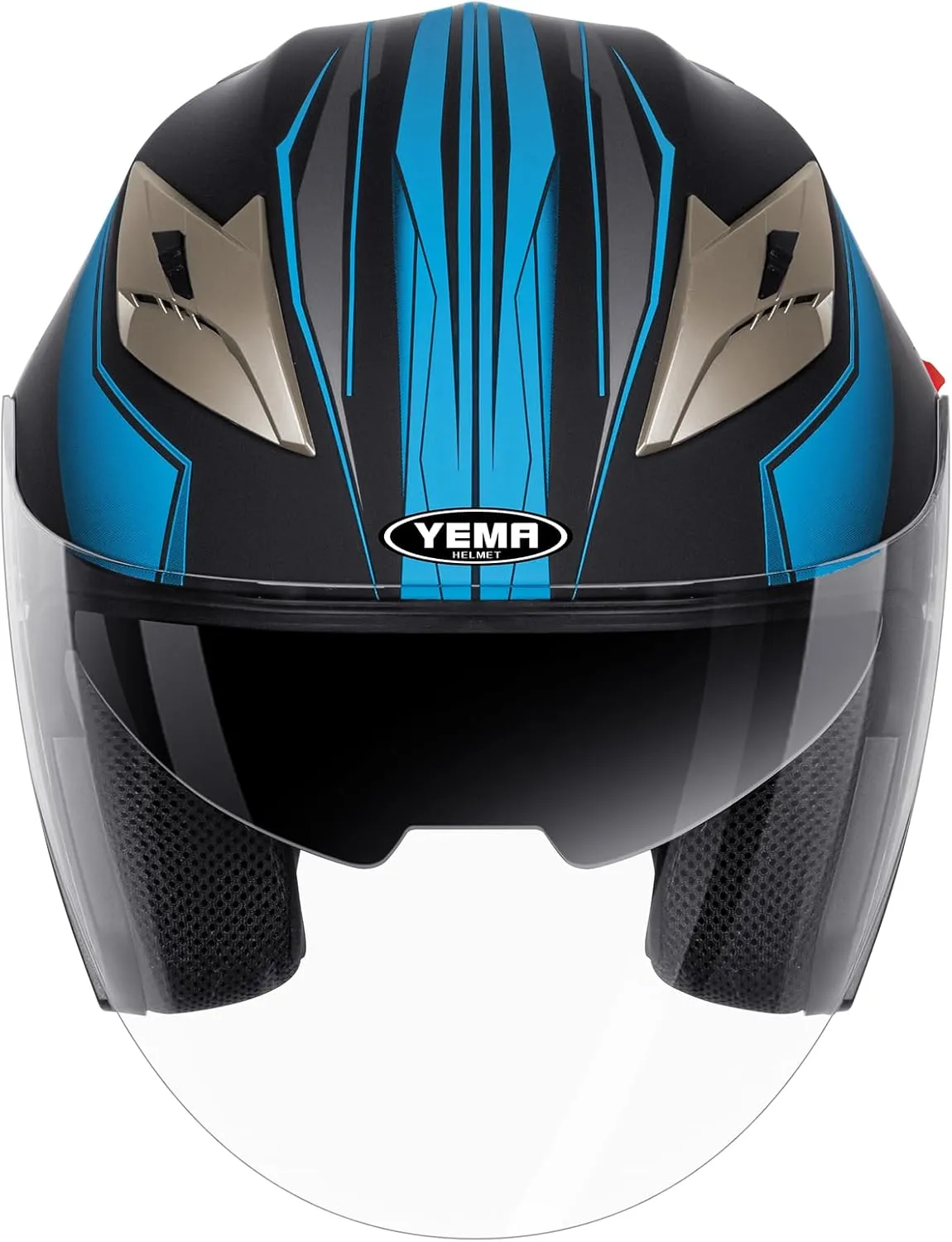 YEMA Open Face Motorcycle Helmets, DOT Approved 3/4 Moped Helmet Dual Visor Quick Release Buckle, Helmets for Adults Motorcycle Men Women Helmets for Moped Scooter Streey