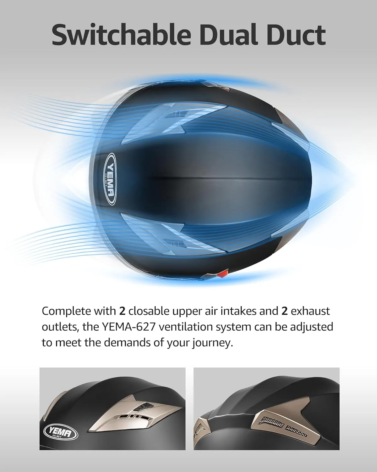 YEMA Open Face Motorcycle Helmets, DOT Approved 3/4 Moped Helmet Dual Visor Quick Release Buckle, Helmets for Adults Motorcycle Men Women Helmets for Moped Scooter Streey