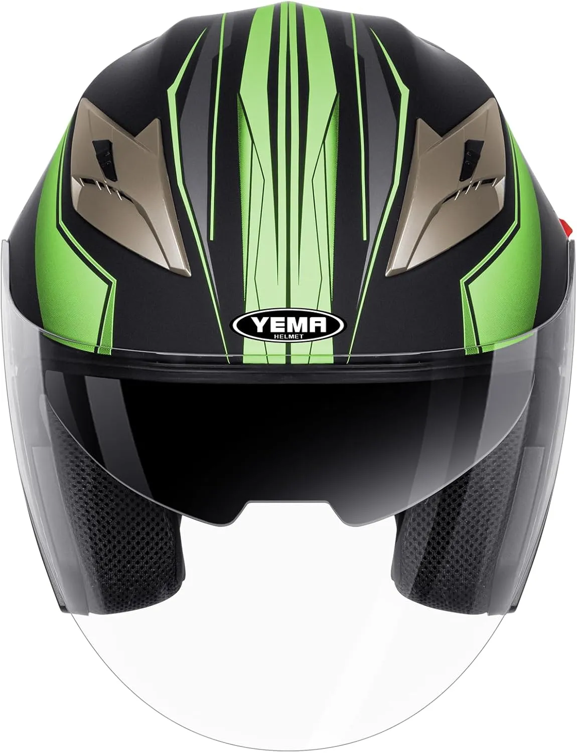 YEMA Open Face Motorcycle Helmets, DOT Approved 3/4 Moped Helmet Dual Visor Quick Release Buckle, Helmets for Adults Motorcycle Men Women Helmets for Moped Scooter Streey