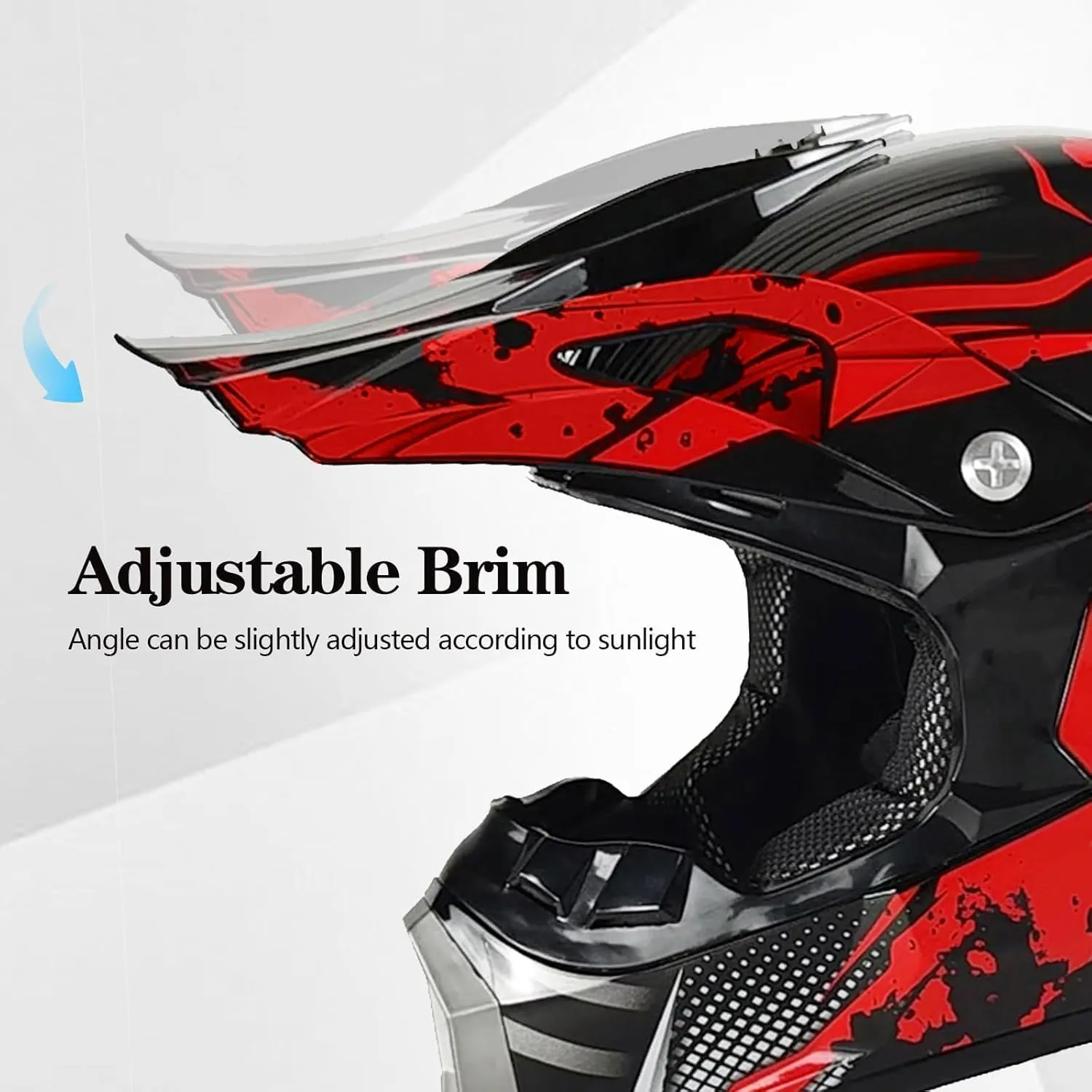 Youth Kids Motocross Helmet, Adult ATV Dirt Bike Helmet, Off-Road BMX 4-Wheeler Full Face Motorcycle Helmet W/Goggles Gloves & Mask, DOT Approved, Red Camo, XL