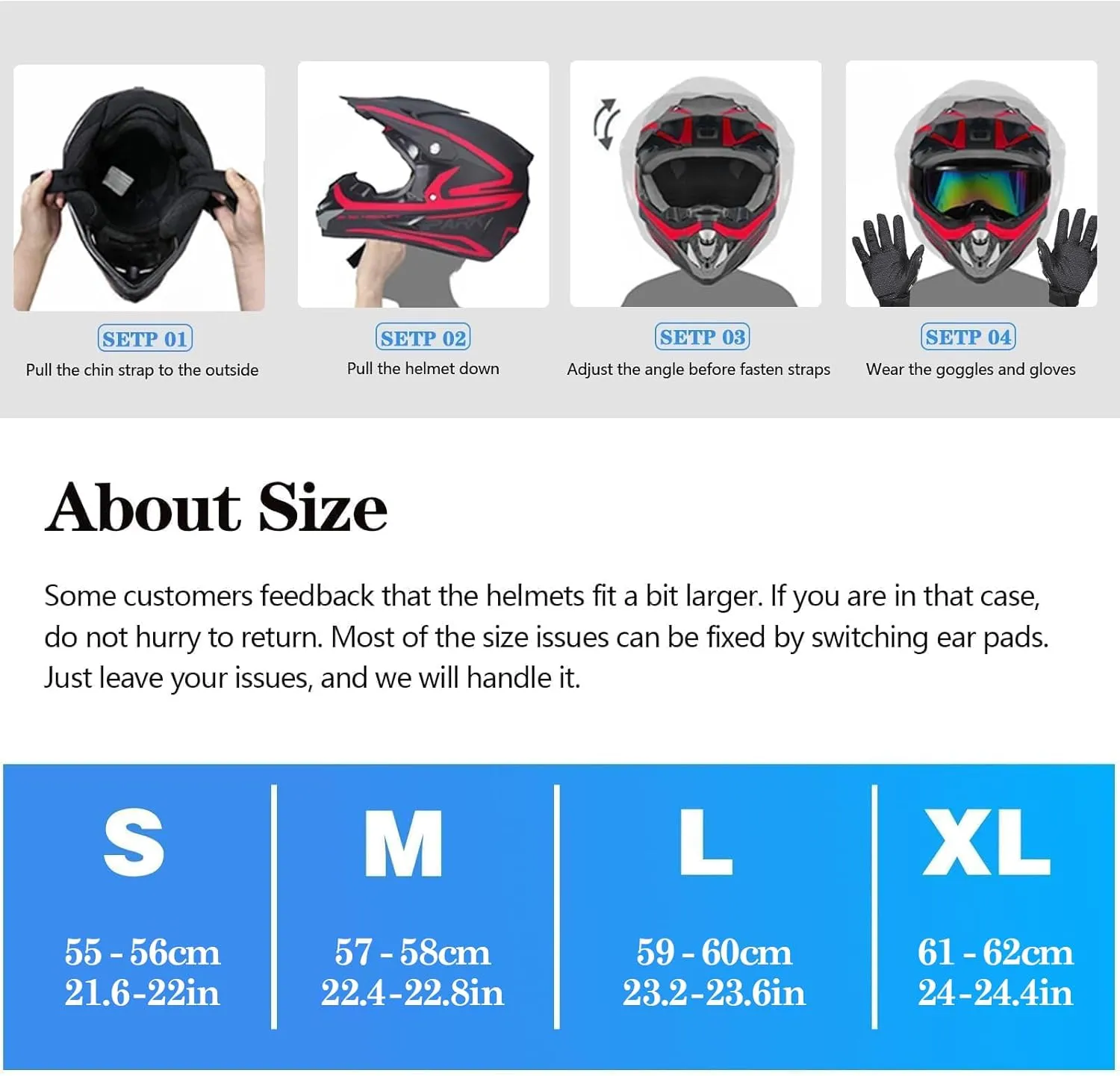 Youth Kids Motocross Helmet, Adult ATV Dirt Bike Helmet, Off-Road BMX 4-Wheeler Full Face Motorcycle Helmet W/Goggles Gloves & Mask, DOT Approved, Red Camo, XL