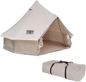 Yurt Tent CampingCozy House Outdoor Waterproof Four Seasons Family Camping Cotton Canvas Bell Tent with Meshed Door and Windows