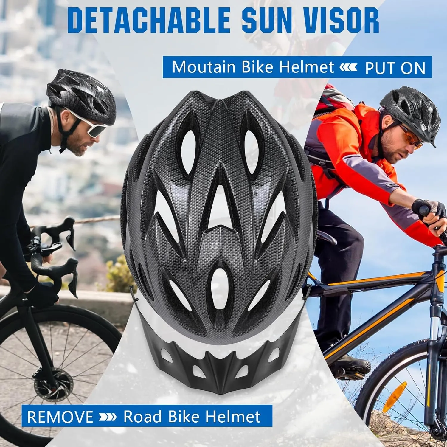 Zacro Adult Bike Helmet Lightweight for Men Women Comfort with Pads&Visor, Certified Bicycle Helmet for Adults Youth Mountain Road Biker