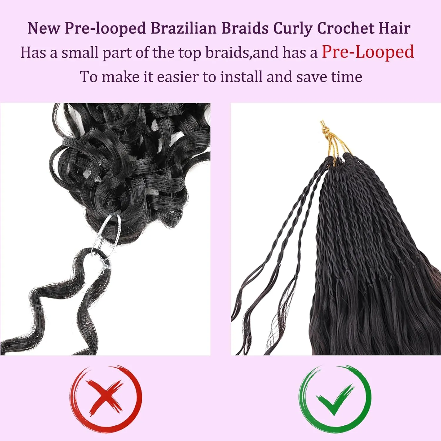 ZRQ Pre looped Micro Brazilian Braids Curly Crochet Hair 18 inch Water Wave Crochet Hair Afro Kinky Curly Crochet Hair Extensions Deep Wave Synthetic Crochet Hair For Women