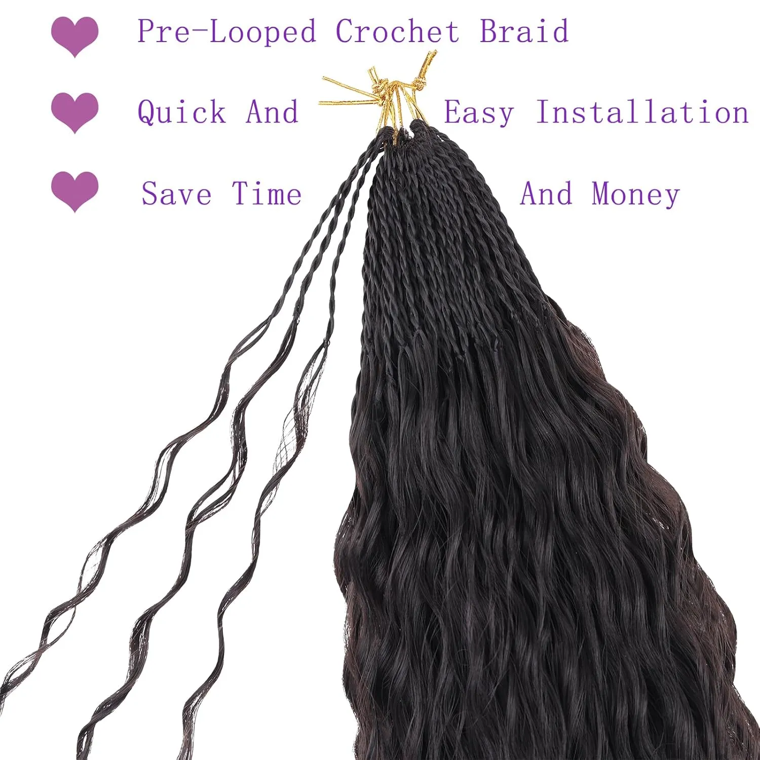 ZRQ Pre looped Micro Brazilian Braids Curly Crochet Hair 18 inch Water Wave Crochet Hair Afro Kinky Curly Crochet Hair Extensions Deep Wave Synthetic Crochet Hair For Women