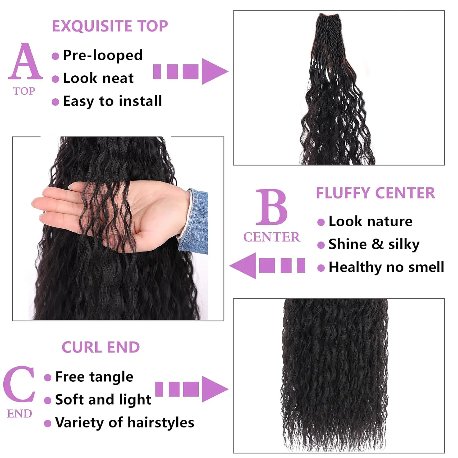 ZRQ Pre looped Micro Brazilian Braids Curly Crochet Hair 18 inch Water Wave Crochet Hair Afro Kinky Curly Crochet Hair Extensions Deep Wave Synthetic Crochet Hair For Women