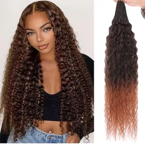 ZRQ Pre looped Micro Brazilian Braids Curly Crochet Hair 18 inch Water Wave Crochet Hair Afro Kinky Curly Ombre Brown Braiding Hair Extensions Deep Wave Synthetic Crochet Hair For Women